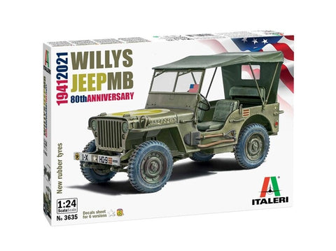Italeri Willys Jeep MB 80-metis 1/24 plastikinis surenkamas rinkinys
