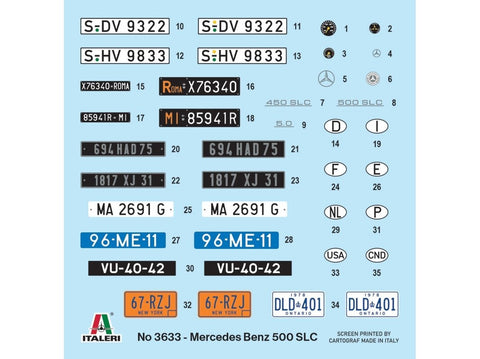 Italeri Mercedes-Benz 500 SLC 1/24 plastikinis surinkimo rinkinys
