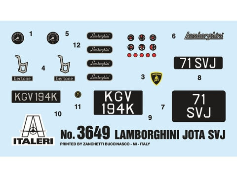 Italeri Lamborghini Miura Jota SVJ 1:24 plastikinis surinkimo rinkinys