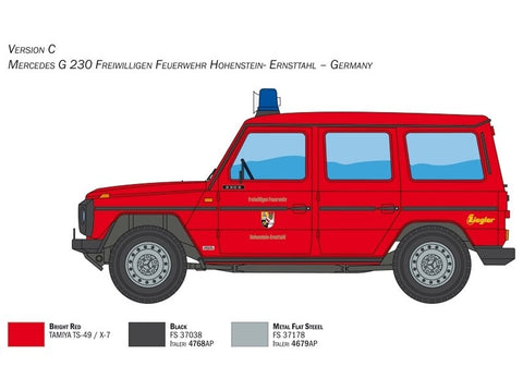 Italeri Mercedes-Benz G230 gaisrinė 1/24 plastikinis surinkimo rinkinys 3663