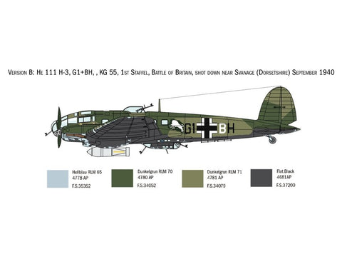 Bombonešio modelis Italeri Heinkel He 111H „Battle of Britain“ 1/72 1436