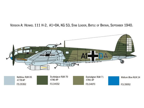 Bombonešio modelis Italeri Heinkel He 111H „Battle of Britain“ 1/72 1436