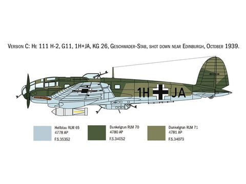 Bombonešio modelis Italeri Heinkel He 111H „Battle of Britain“ 1/72 1436