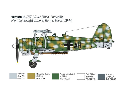 Italeri FIAT CR.42 Falco naktinis naikintuvas 1/72 plastikinis modelis (1485)