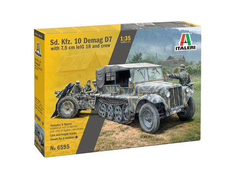 Italeri Sd.Kfz.10 Demag D7 su 7,5 cm leIG 18, įgula, 1/35 plastikinis modelis