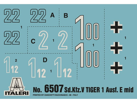 Italeri Tiger I Ausf.E (mid production) surenkamas tanko modelis 1/35, 6507