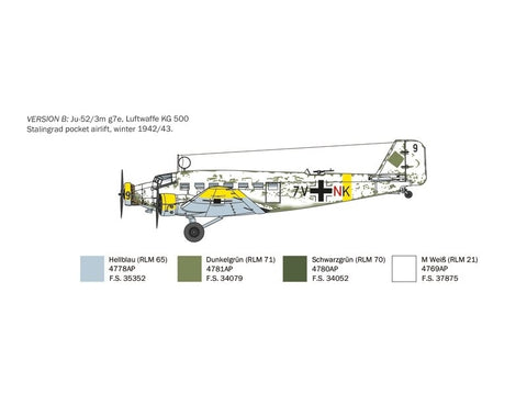 Italeri Junkers Ju 52/3m 1/72 plastikinis lėktuvas rinkimui