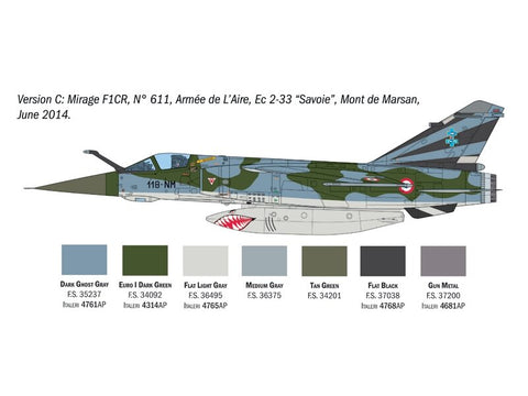 Italeri Dassault Mirage F1 C/CR 1/48 plastikinis lėktuvo modelis