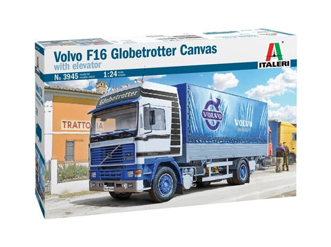 Italeri Volvo F16 Globetrotter tentinis sunkvežimis su keltuvu 1/24 rinkinys