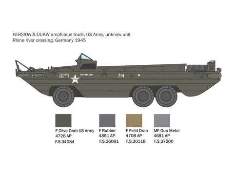 Italeri DUKW amfibinis sunkvežimis 1/35 plastikinis surenkamas modelis