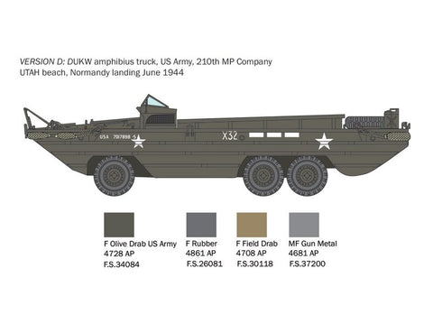 Italeri DUKW amfibinis sunkvežimis 1/35 plastikinis surenkamas modelis