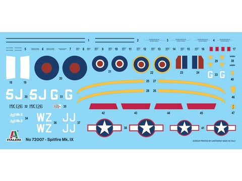 Italeri Spitfire Mk.IX dovanų rinkinys 1/72 su dažais ir klijais