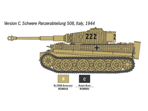 Italeri Tiger I Ausf.E 1/56 dovanų rinkinys su dažais ir įrankiais