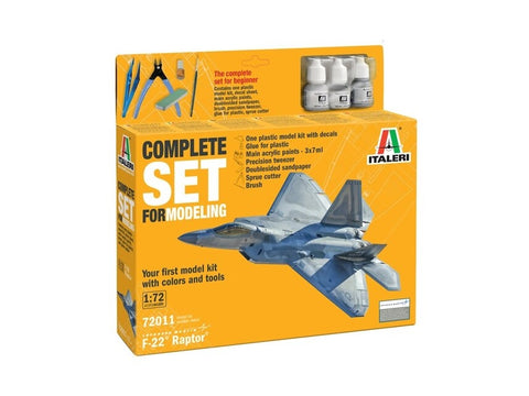 Italeri F-22 Raptor dovanų rinkinys 1/72 su dažais ir klijais