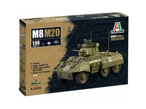Italeri M8/M20 Greyhound šarvuotis 1/56 plastikinis modelis