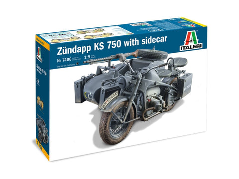 Italeri Zündapp KS 750 su vežimėliu 1/9 plastikinis modelio rinkinys 7406