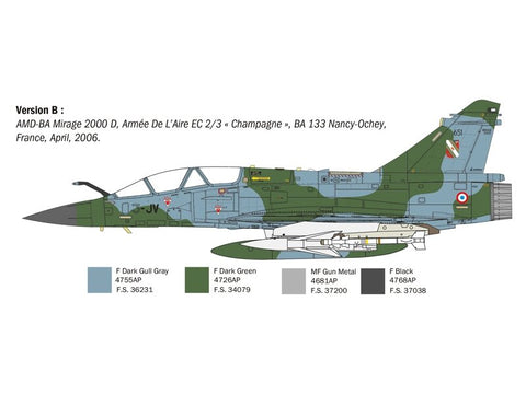 Italeri Dassault Mirage 2000 B/D 1/72 plastikinis lėktuvo modelis
