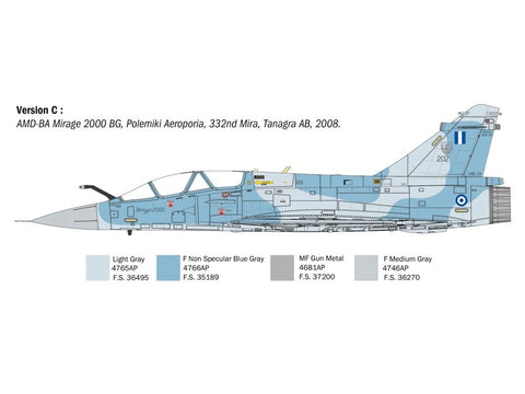 Italeri Dassault Mirage 2000 B/D 1/72 plastikinis lėktuvo modelis
