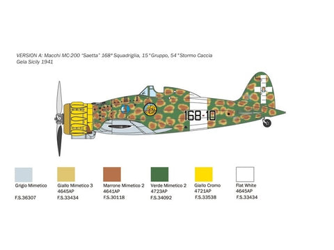 Italeri Macchi C.200 Saetta 1/48 plastikinis lėktuvo modelio rinkinys
