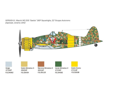 Italeri Macchi C.200 Saetta 1/48 plastikinis lėktuvo modelio rinkinys