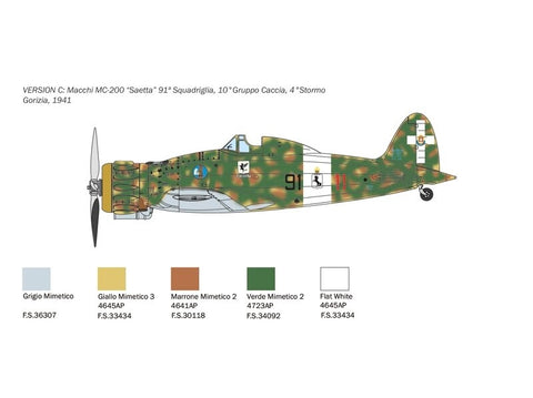 Italeri Macchi C.200 Saetta 1/48 plastikinis lėktuvo modelio rinkinys