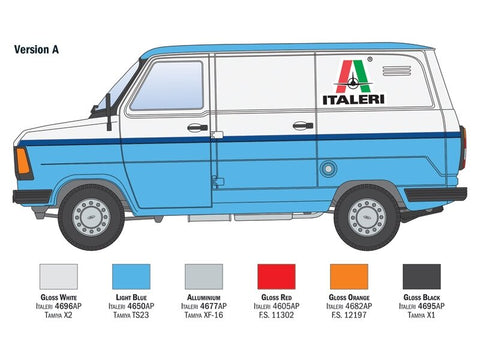 Italeri Ford Transit mikroautobusas 1/24 plastikinis surinkimo rinkinys