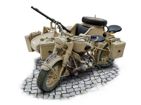 Italeri BMW R75 vokiečių karinis motociklas su lopšiu – 1:9 modelis 26,7 cm