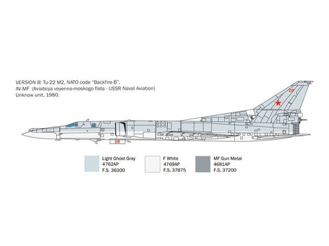Italeri Tu-22M2 Backfire-B 1/72 plastikinis lėktuvo modelio rinkinys