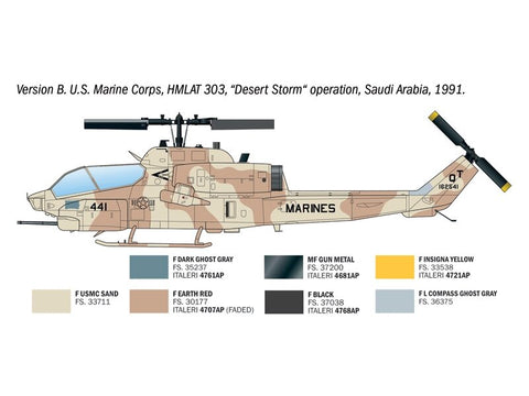 Italeri Bell AH-1W Super Cobra 1:72 plastikinis sraigtasparnio modelis 14+