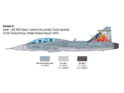 Italeri Saab JAS 39 Gripen Dvivietis 1/48 plastikinis modelio rinkinys 2664