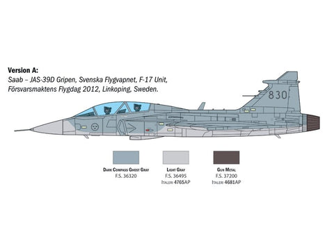 Italeri Saab JAS 39 Gripen Dvivietis 1/48 plastikinis modelio rinkinys 2664