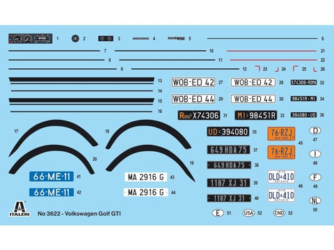 Italeri VW Golf GTI Pirmoji serija 1/24 plastikinis surenkamas modelis