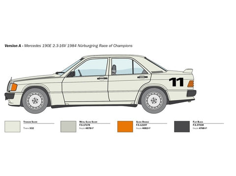 Italeri Mercedes-Benz 190E 2.3 16v 1/24 plastikinis automobilis