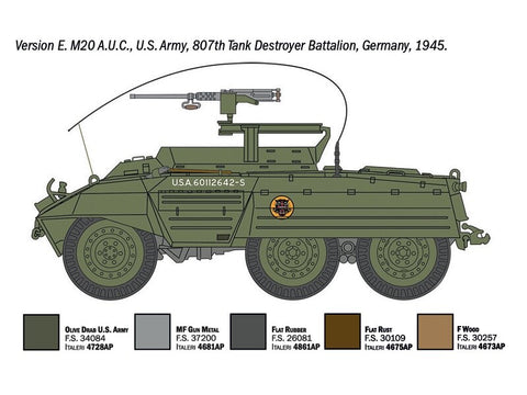 M8 Greyhound / M20 šarvuočio plastikinis modelis 1/72 Italeri