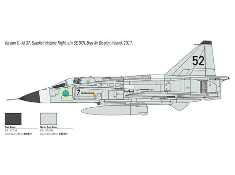 Italeri Saab Viggen JA37/AJ37 1/48 plastikinis lėktuvo modelis (2785)