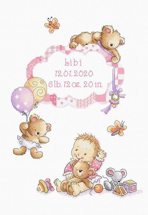 LetiStitch: It's a girl! SLETI969 - siuvinėjimo kryželiu rinkinys - HOBI.LT 🇱🇹