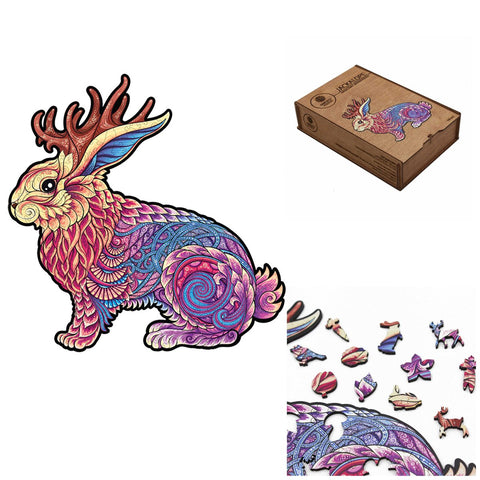 Fantasy Puzzles: Jackalope Dėlionė Iš Medžio XL Dydis (600 detalių) Fantasy Puzzles - HOBI.LT 🇱🇹