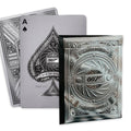 Kortos James Bond 007 su sidabriniu reljefiniu dėklu ir matoma ace of spades priekinė korta, kolekcinė versija