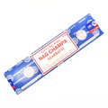 Nag Champa smilkalai Satya, mėlyna 40 g pakuotė, ilga dėžutė nufotografuota iš viršaus kampu
