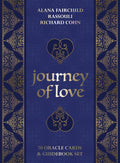Orakulo kortų rinkinys Journey of Love, tamsiai mėlynas dėklas su auksiniais ornamentais ir pridedamu vadovu