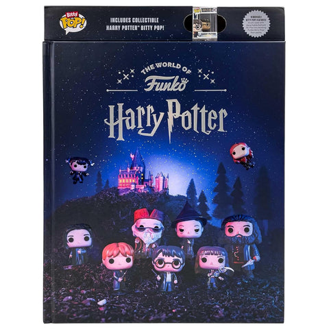Funko Harry Potter rinkinys su keliomis kolekcinėmis figūrėlėmis ir naktiniu Hogvartso vaizdu ant dėžutės