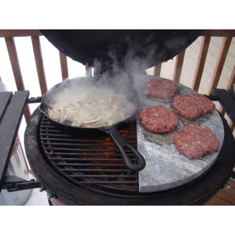 46 cm muilo akmens kepimo plokštė kamado griliui – neprideganti, sultinga mėsa