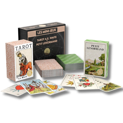 Mini Taro A.E. Waite & Petit Lenormand rinkinys – prancūzų k., būrimams