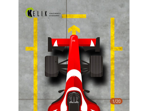 Kelik F1 pitstop akrilo bazė 1/20 dioramoms, 180x357 mm