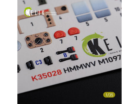 Kelik HMMWV M1097 interjero 3D dekolės ICM/Revell 1/35
