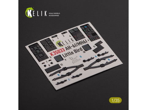 Kelik 3D interjero dekolės AH-6J/MH-6J Little Bird 1/35 Kittyhawk