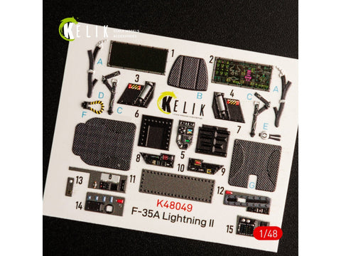 Kelik 1/48 F-35A Lightning II kabinos 3D dekolės Meng rinkiniui