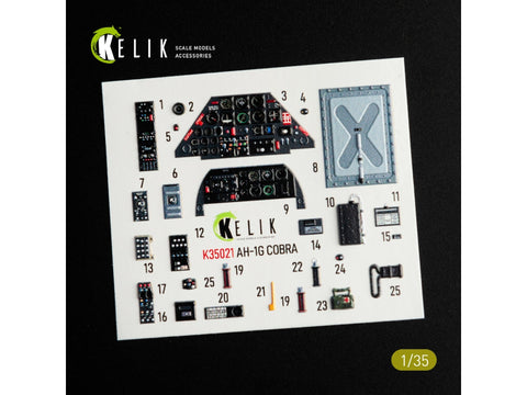 Kelik Bell AH-1G Cobra 1/35 vidiniai 3D lipdukai ICM rinkiniui