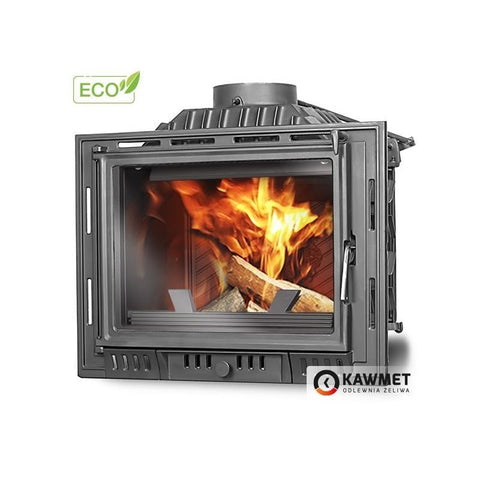 Ketaus židinio įdėklas KAWMET 10 kW, stiklas, peleninė, iki 100 m²