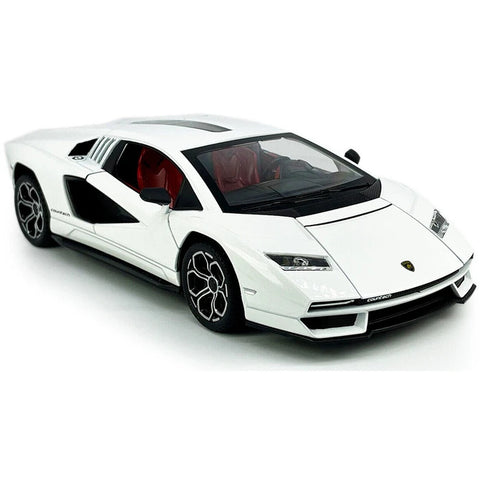 KINSMART Lamborghini Countach LPI 800-4 1:38 baltas žaislinis automobilis – trauk-atgal, atsidarančios durelės